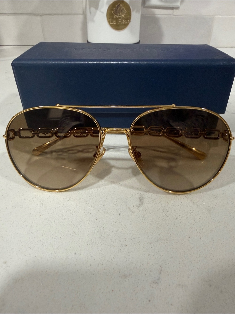 Louis Vuitton Gold Aviator Sunglasses